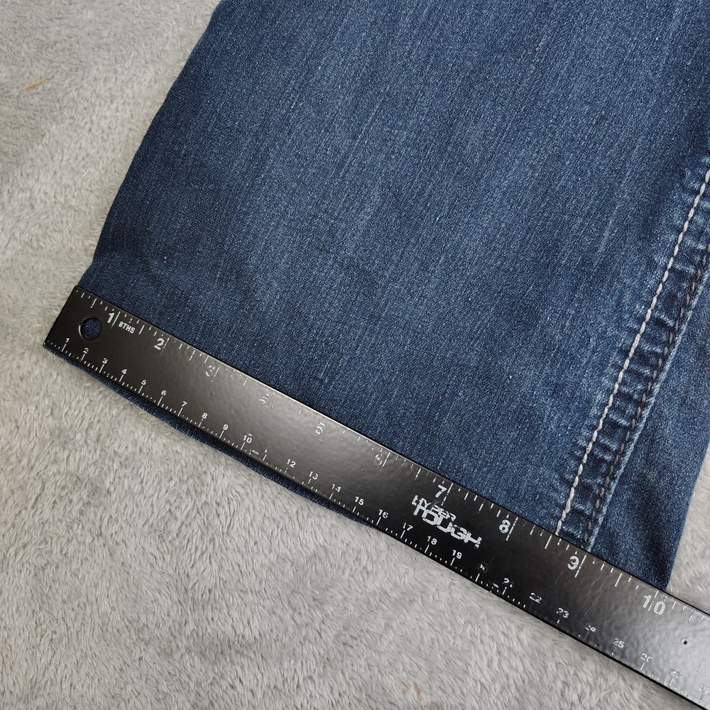 Maurices‎ curvy womens Y2k embroidered bootcut jeans 14 stretch mid rise *HEMMED - Picture 5 of 11